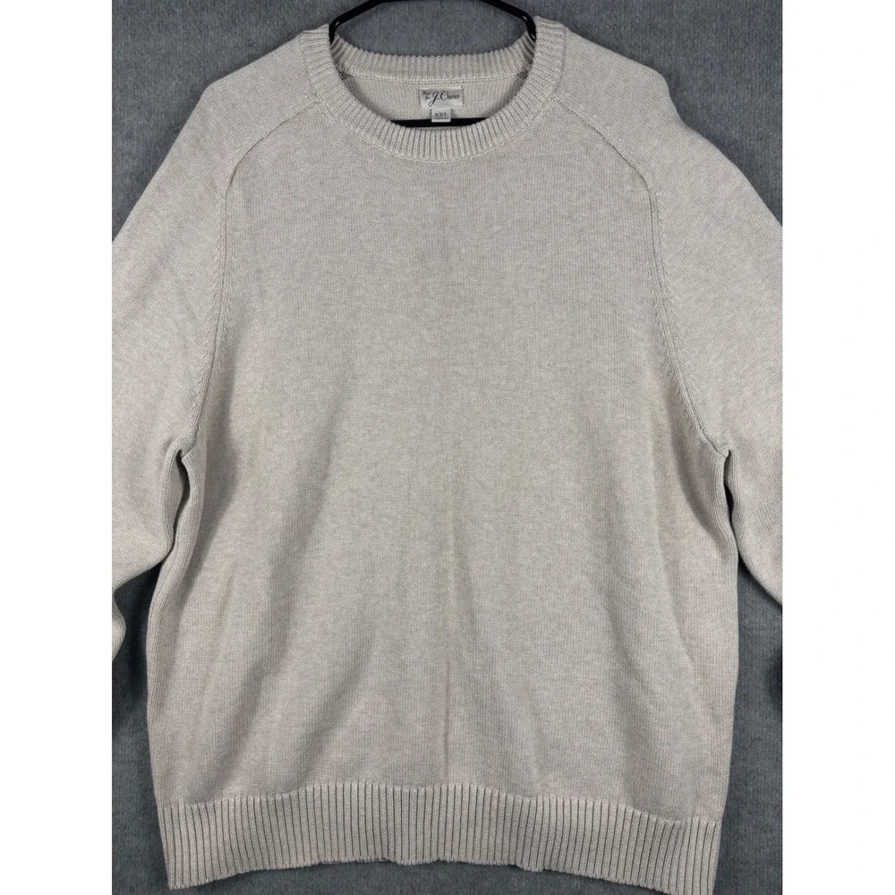 J. Crew Mens XXL Beige‎ Cotton Crewneck Knit Sweater BI841 HO23 Tan Long Sleeve